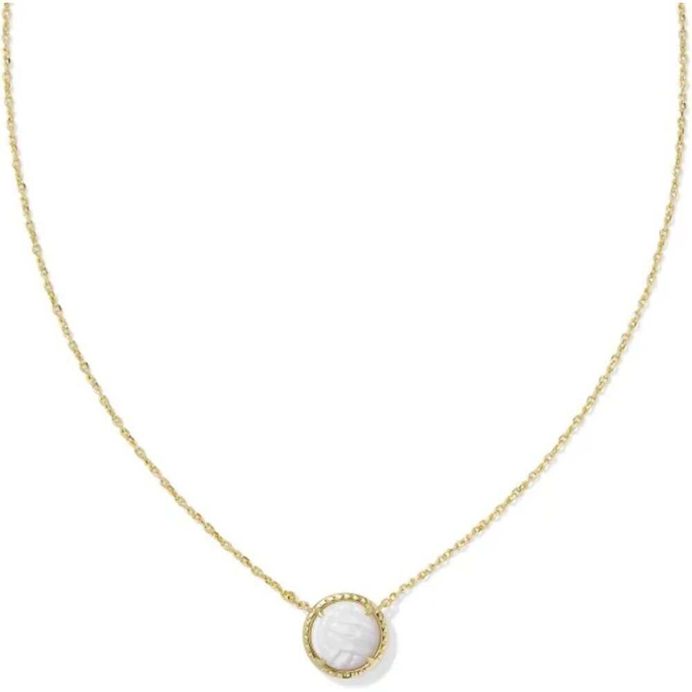 Volleyball Pendant Necklace Gold Plated Brass Women Jewelry Mother-of-Pearl